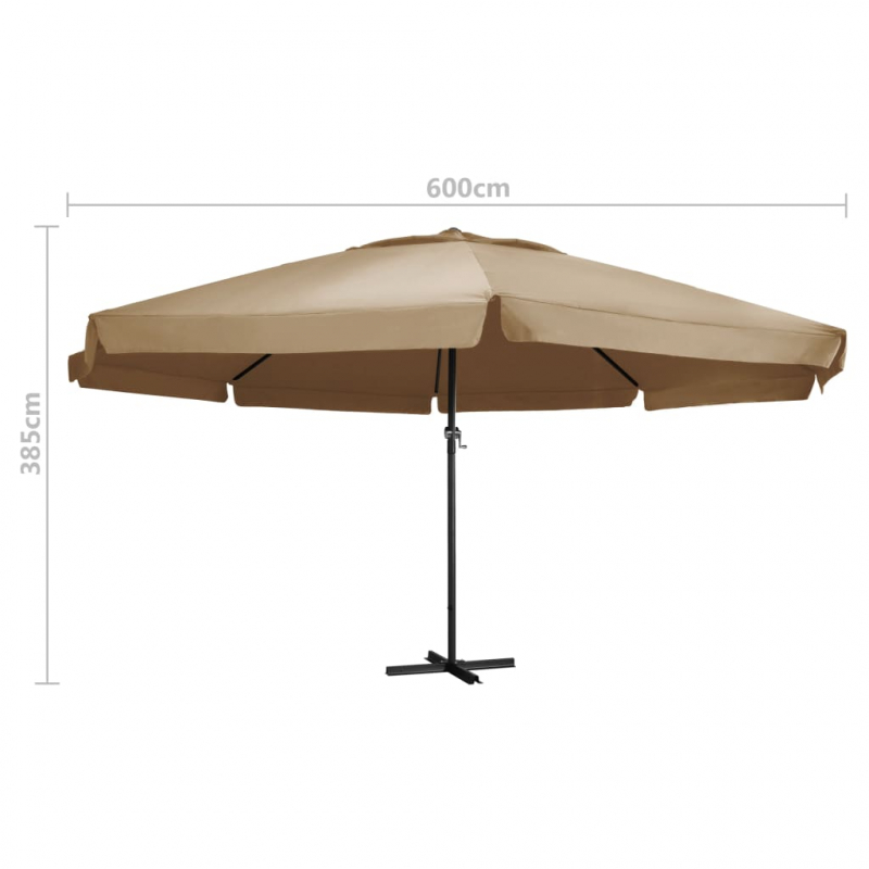 Sonnenschirm mit Aluminium-Mast 600 cm Taupe