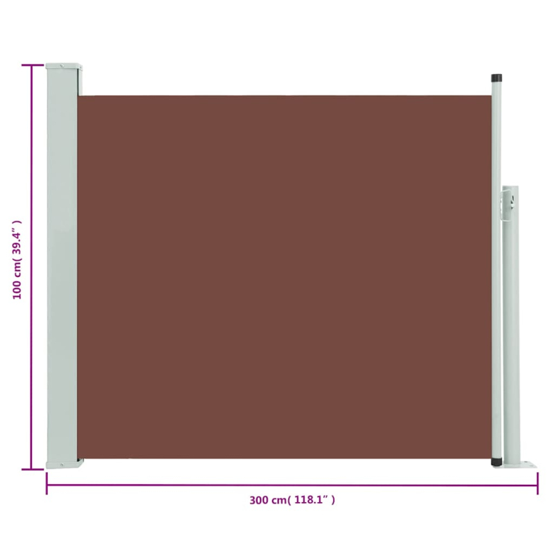 Ausziehbare Seitenmarkise 100x300 cm Braun