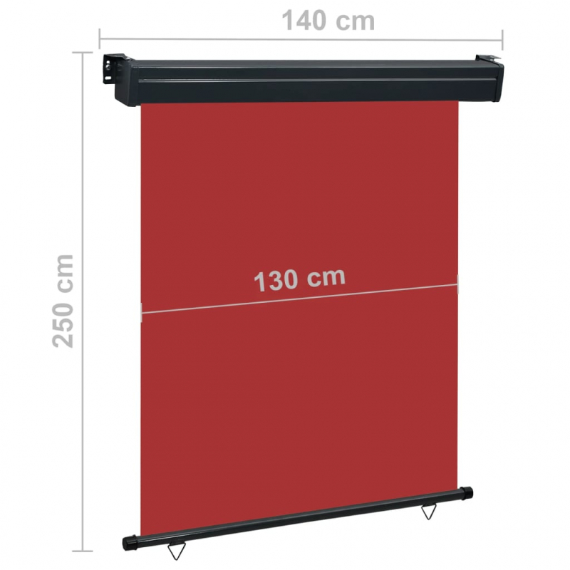 Balkon-Seitenmarkise 145x250 cm Rot