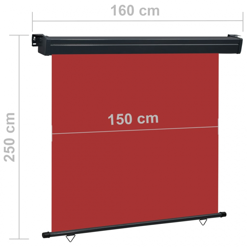 Balkon-Seitenmarkise 165x250 cm Rot