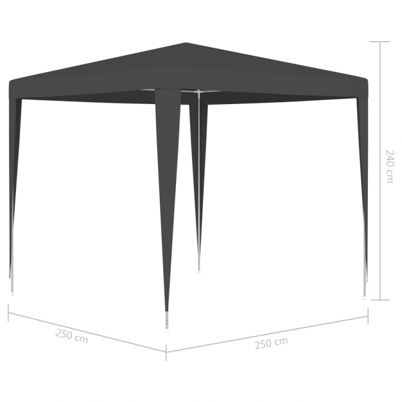 Profi-Partyzelt 2,5×2,5 m Anthrazit 90 g/m²