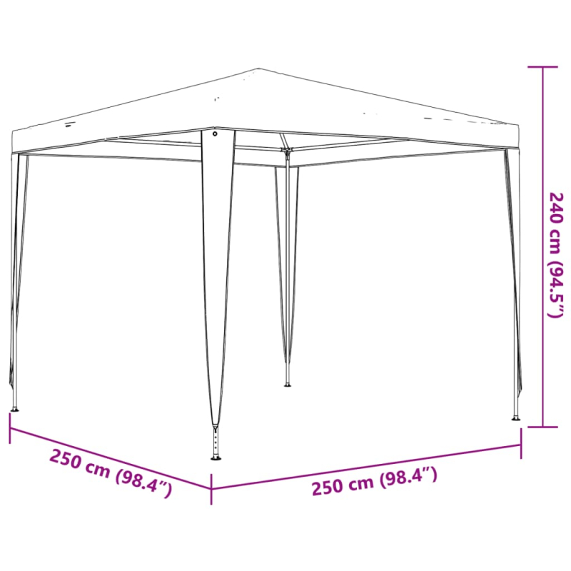 Profi-Partyzelt 2,5×2,5 m Anthrazit 90 g/m²