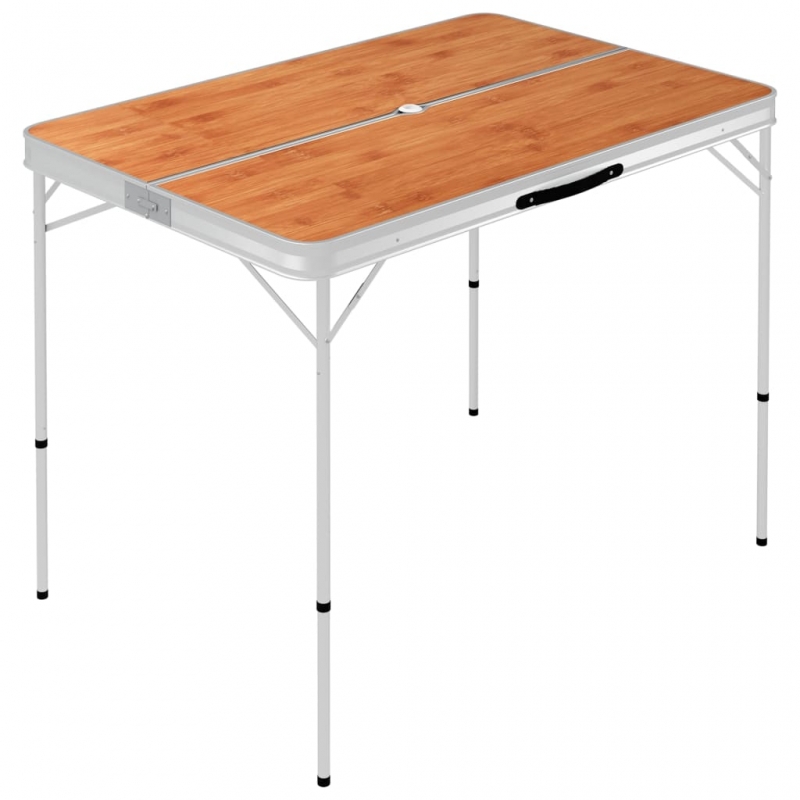 Klappbarer Campingtisch mit 2 Sitzbänken Aluminium Braun