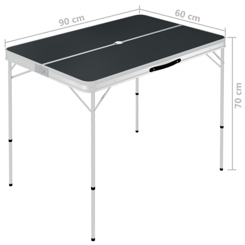 Klappbarer Campingtisch mit 2 Sitzbänken Aluminium Grau