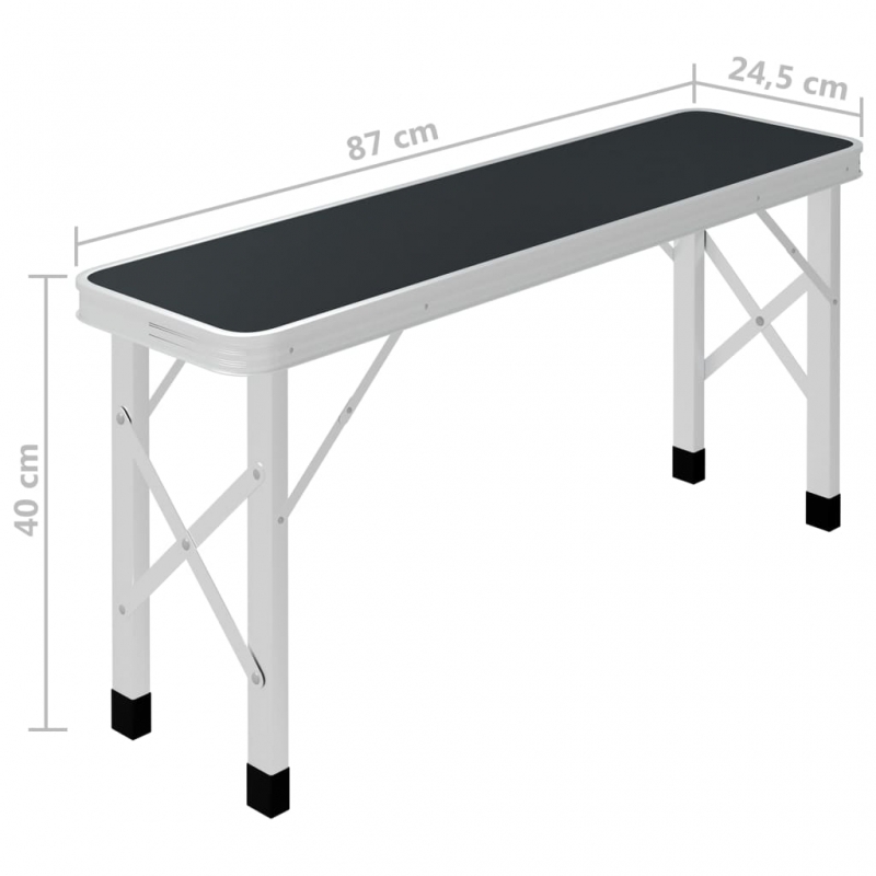 Klappbarer Campingtisch mit 2 Sitzbänken Aluminium Grau