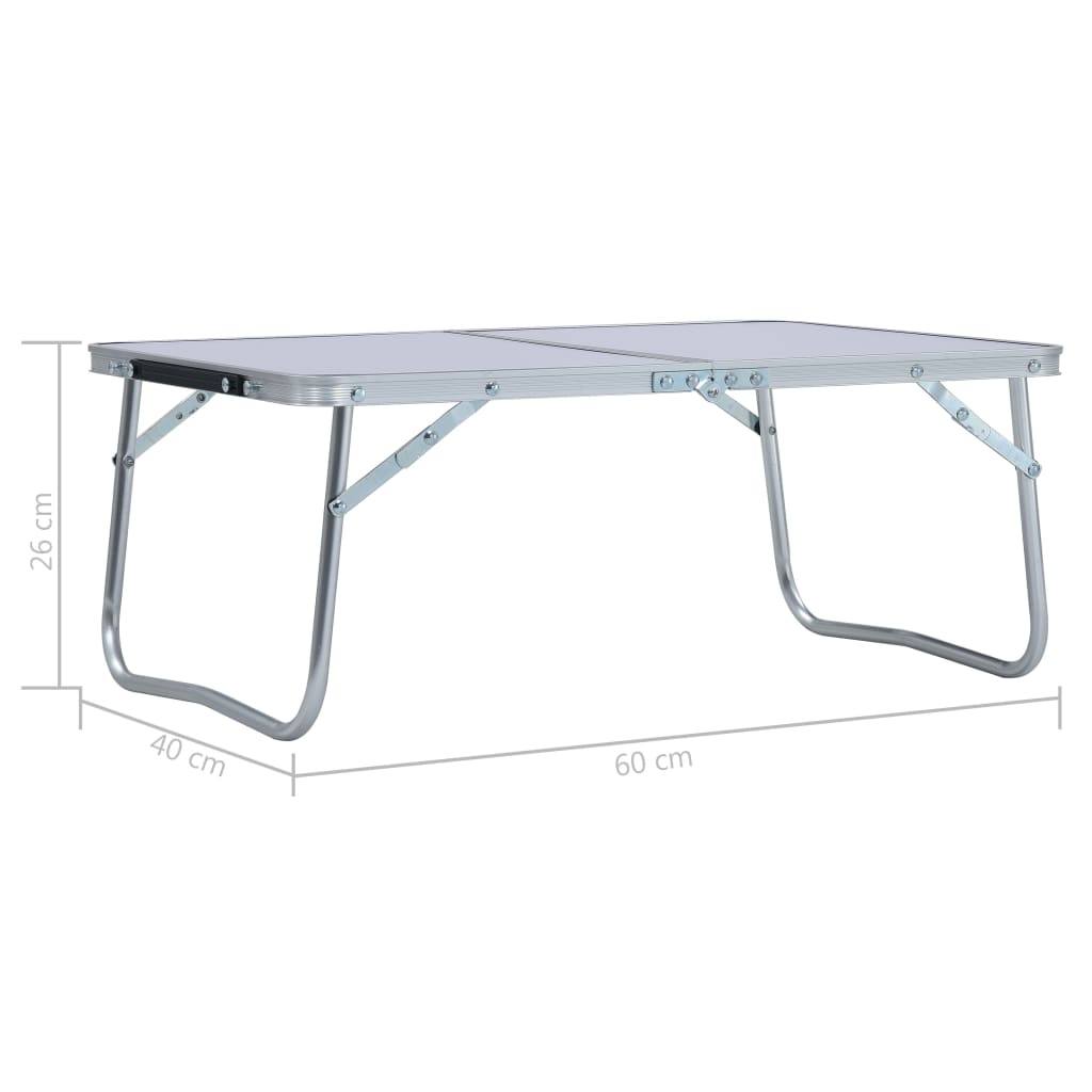 Klappbarer Campingtisch Weiß Aluminium 60 x 40 cm