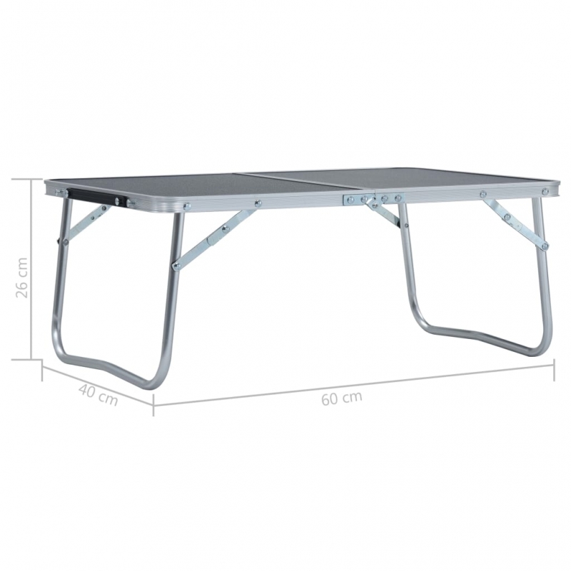 Klappbarer Campingtisch Grau Aluminium 60 x 40 cm