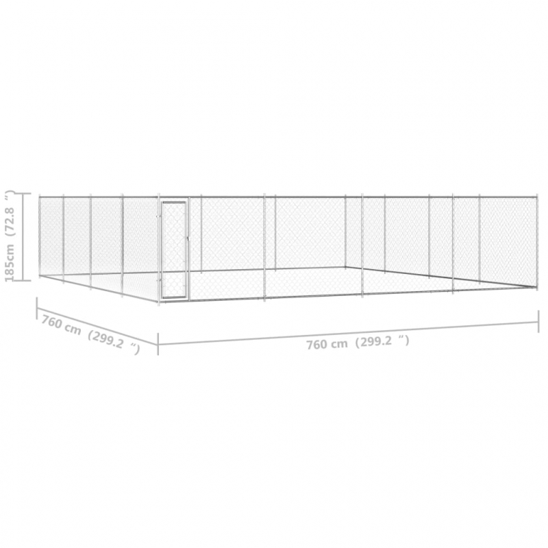 Outdoor-Hundezwinger Verzinkter Stahl 760x760x185 cm