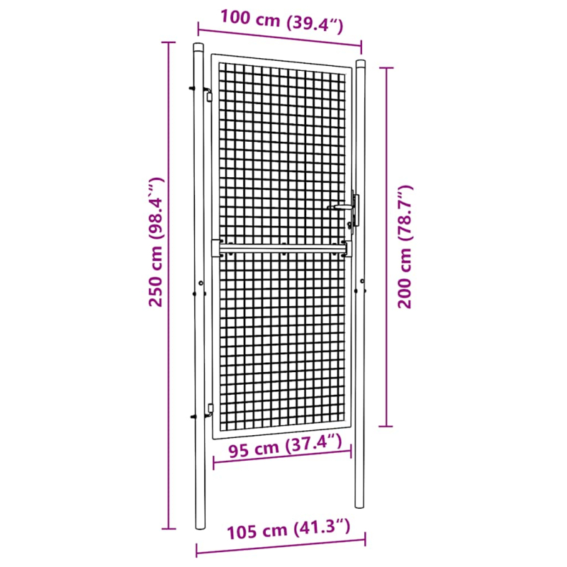 Mesh-Gartentor Verzinkter Stahl 100 x 250 cm Grau