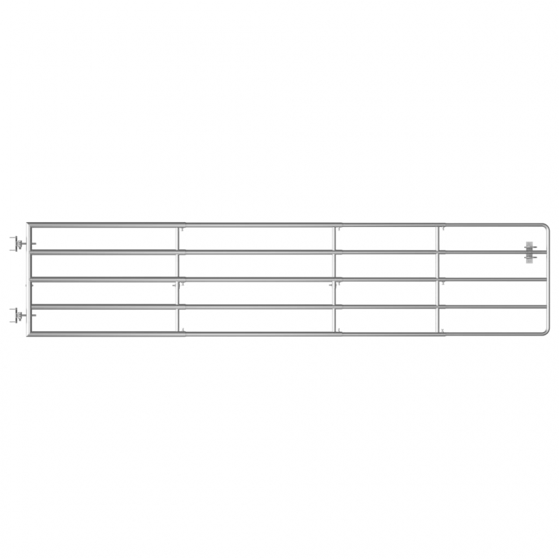 5-Rohre-Weidetor Stahl (150-400)×90 cm Silbern