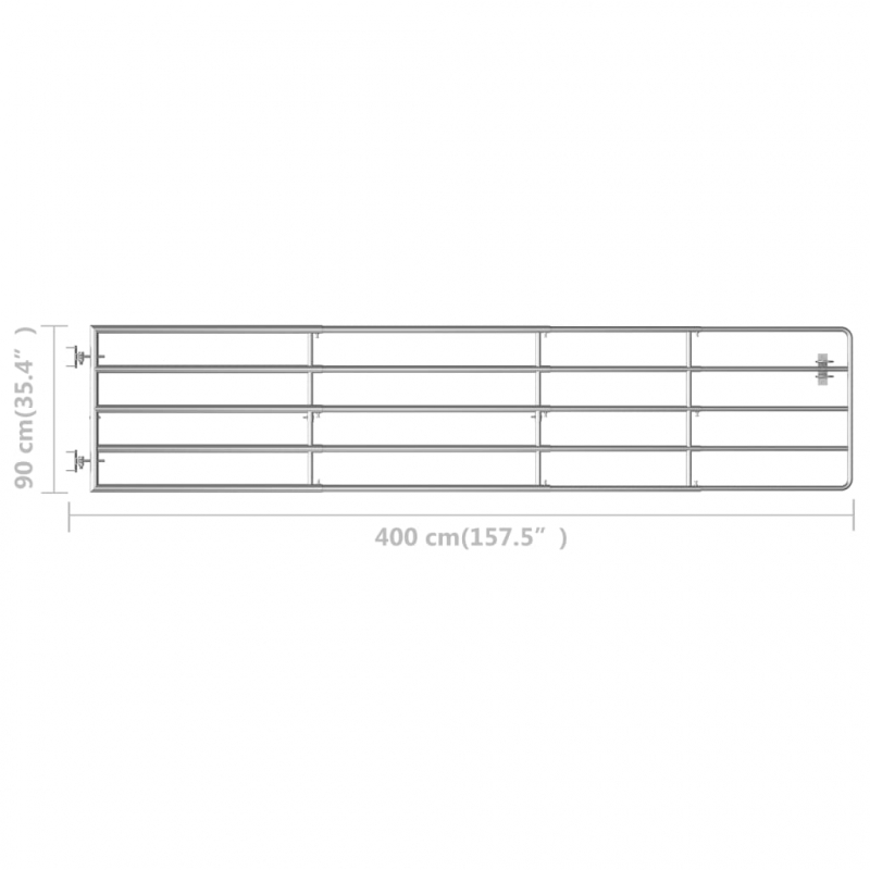 5-Rohre-Weidetor Stahl (150-400)×90 cm Silbern