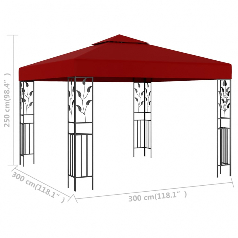 Pavillon 3x3 m Weinrot