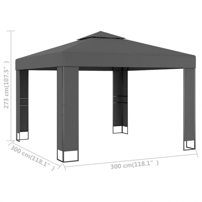 Pavillon mit Doppeldach 3 x 3 m Anthrazit