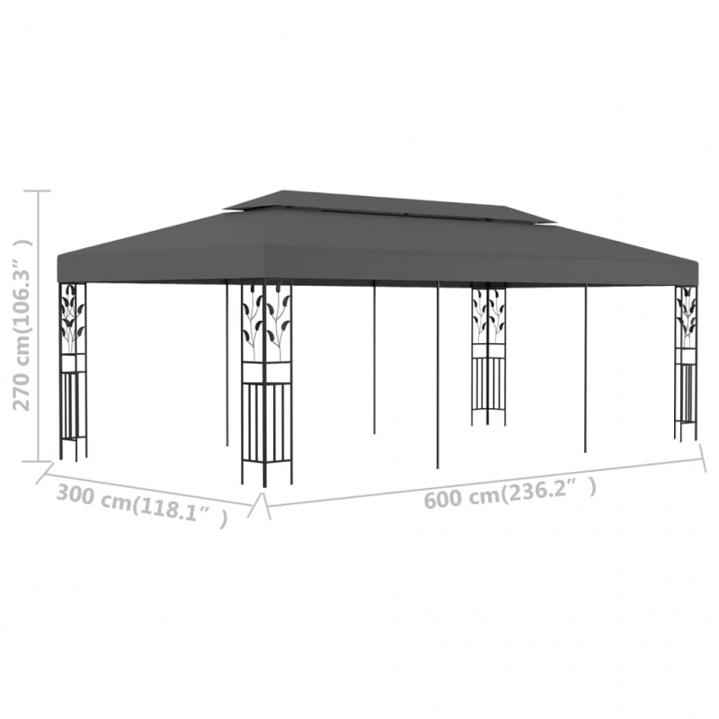 Pavillon 3×6 m Anthrazit