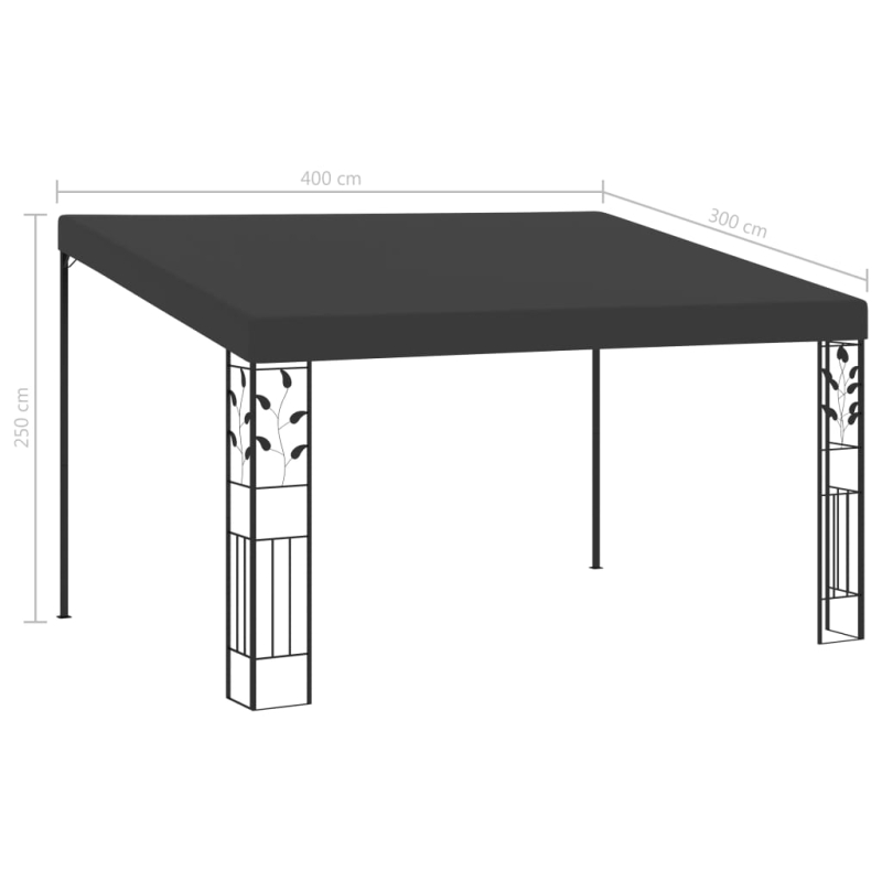 Wand-Pavillon 4x3x2,5 m Anthrazit