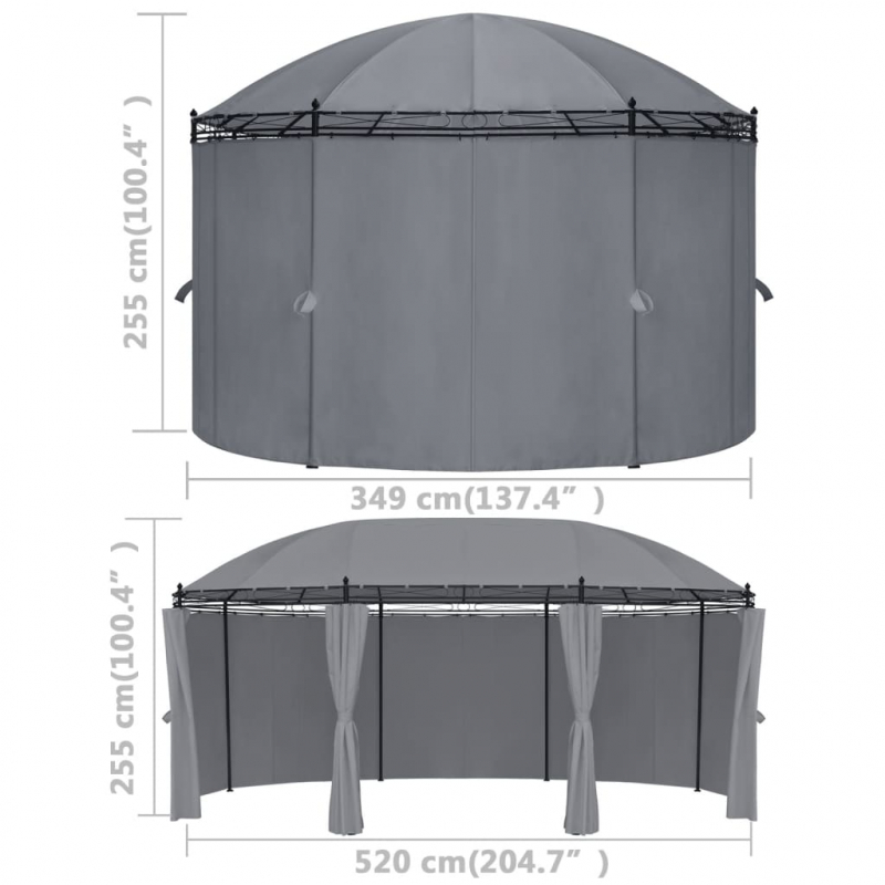 Pavillon mit Vorhängen 520x349x255 cm Anthrazit