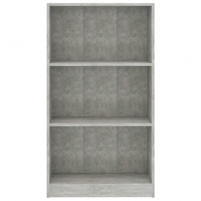 Bücherregal 3 Fächer Betongrau 60x24x109 cm Holzwerkstoff