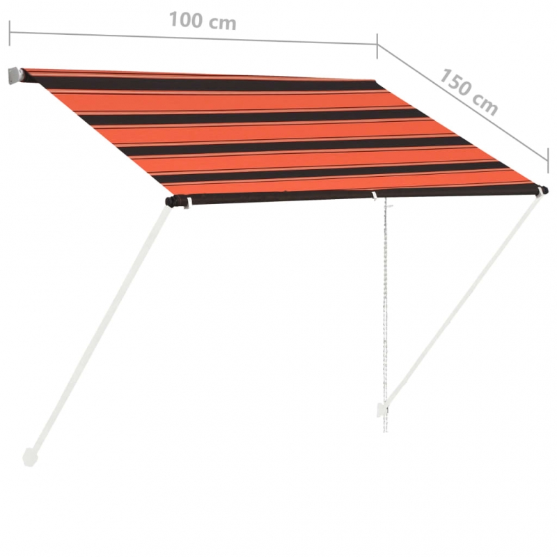 Einziehbare Markise 100×150 cm Orange und Braun