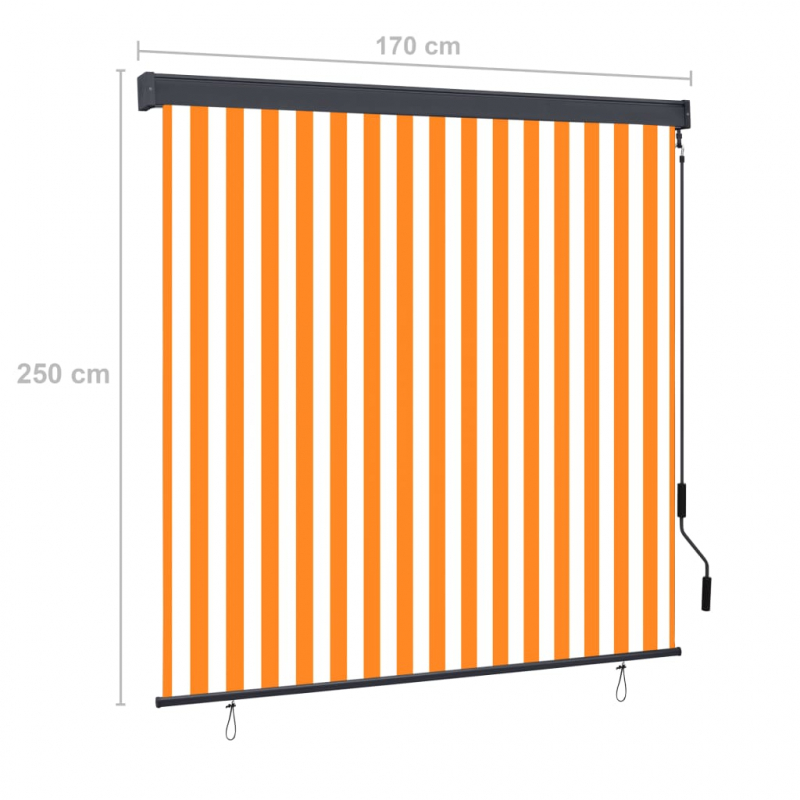Außenrollo 170x250 cm Weiß und Orange