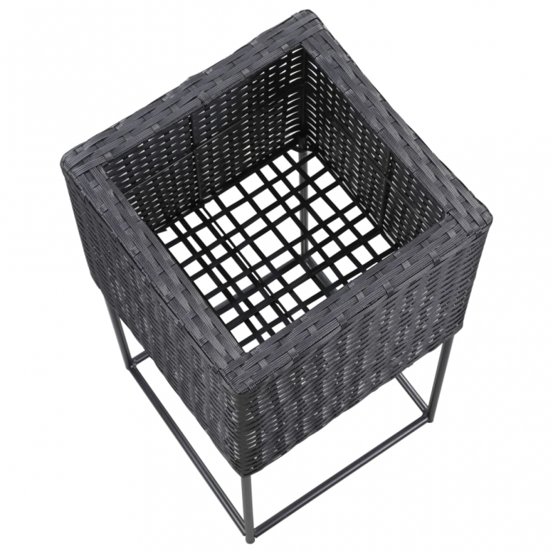 Garten-Hochbeete 3-tlg. Poly Rattan Schwarz