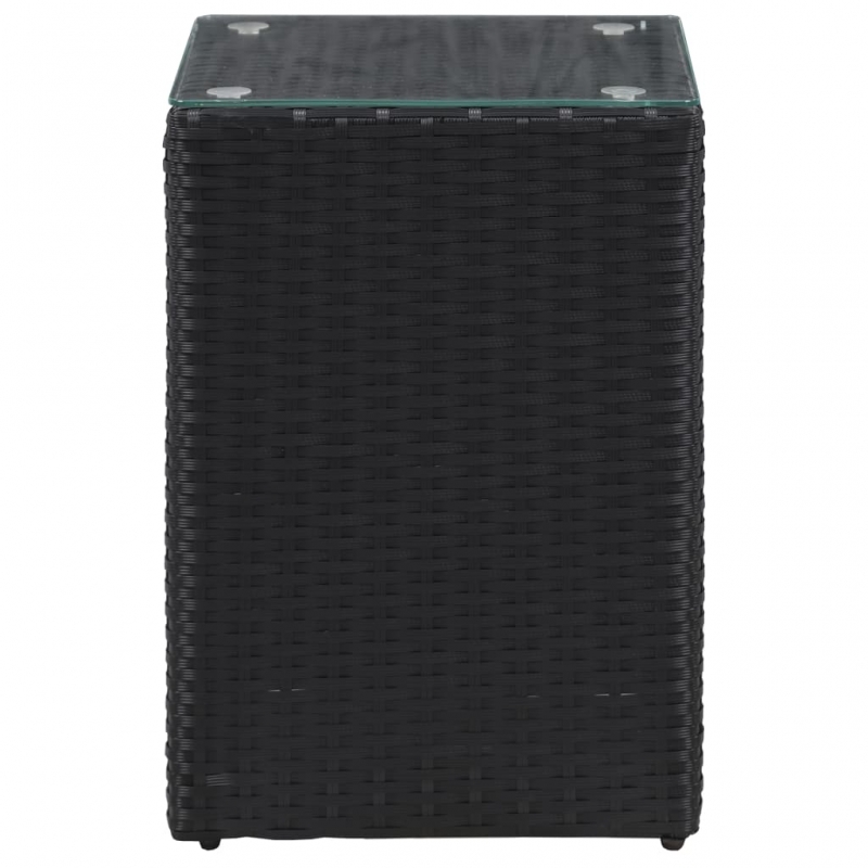 Beistelltische 3 Stk. mit Glasplatte Schwarz Poly Rattan