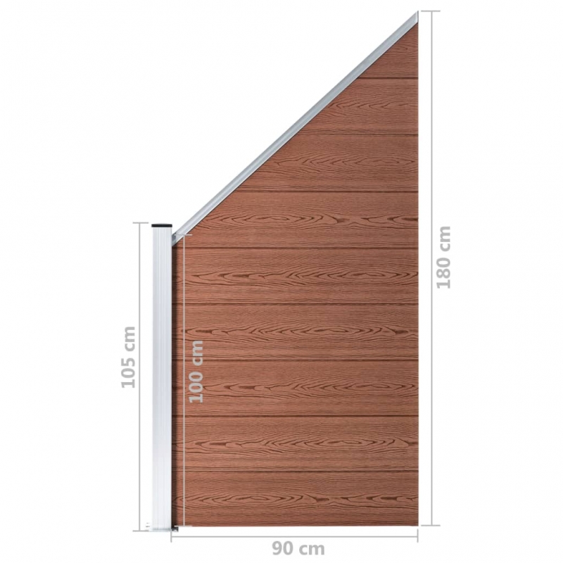 Zaunelement WPC 95x(105-180) cm Braun