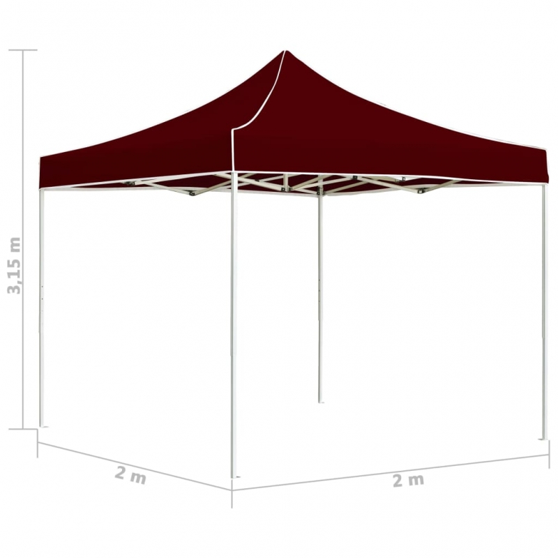 Profi-Partyzelt Faltbar Aluminium 2x2 m Bordeauxrot