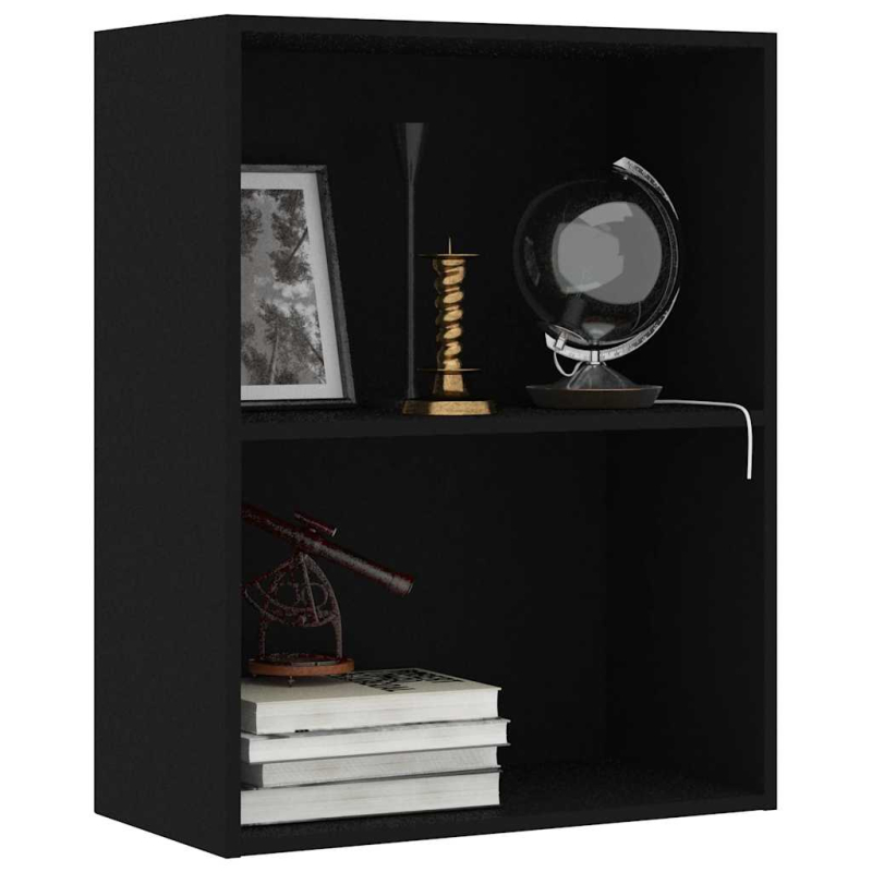 Bücherregal 2 Fächer Schwarz 60x30x76,5 cm Holzwerkstoff