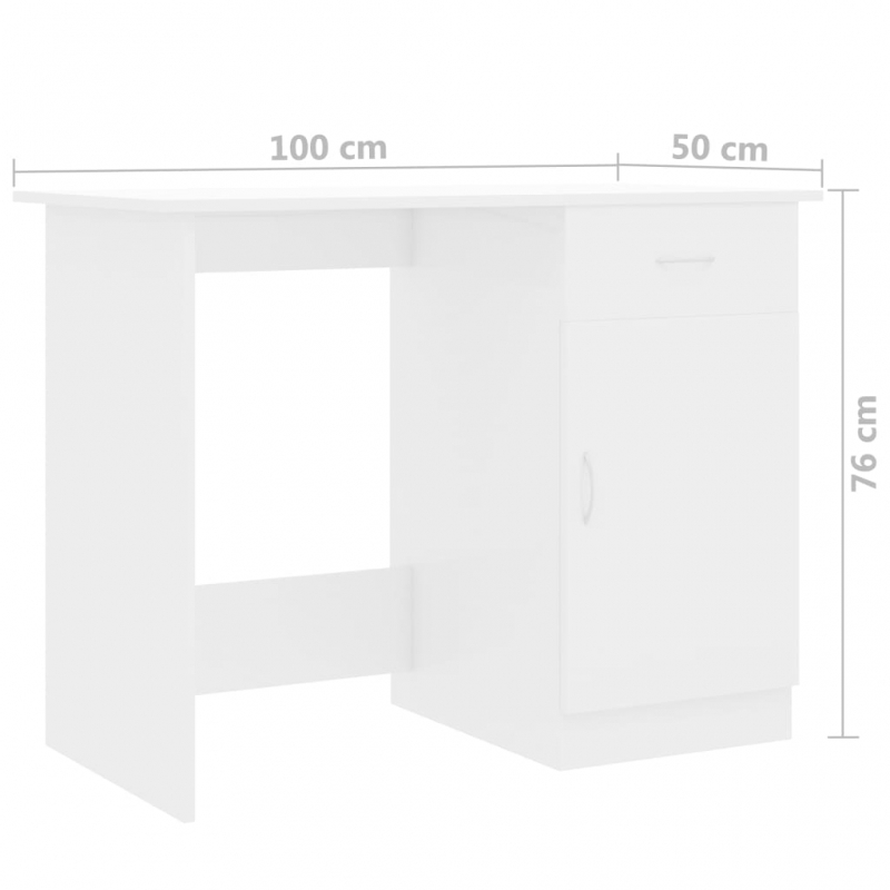 Schreibtisch Hochglanz-Weiß 100x50x76 cm Holzwerkstoff