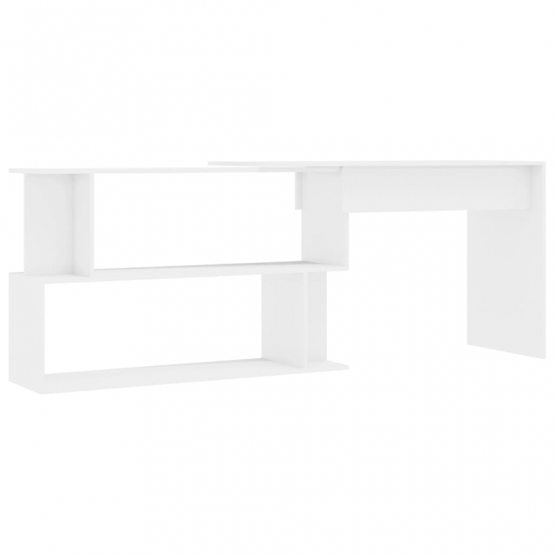 Eckschreibtisch Hochglanz-Weiß 200x50x76 cm Holzwerkstoff