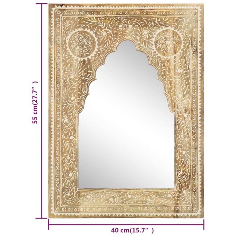 Spiegel Handbemalt 40 x 55 cm Massivholz Mango