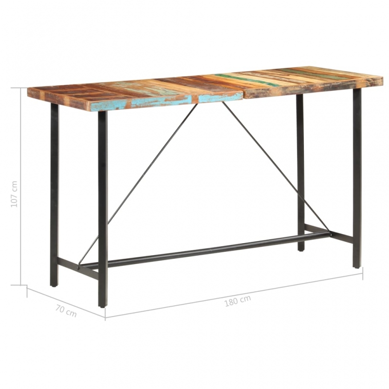 Bartisch 180 x 70 x 107 cm Recyceltes Massivholz