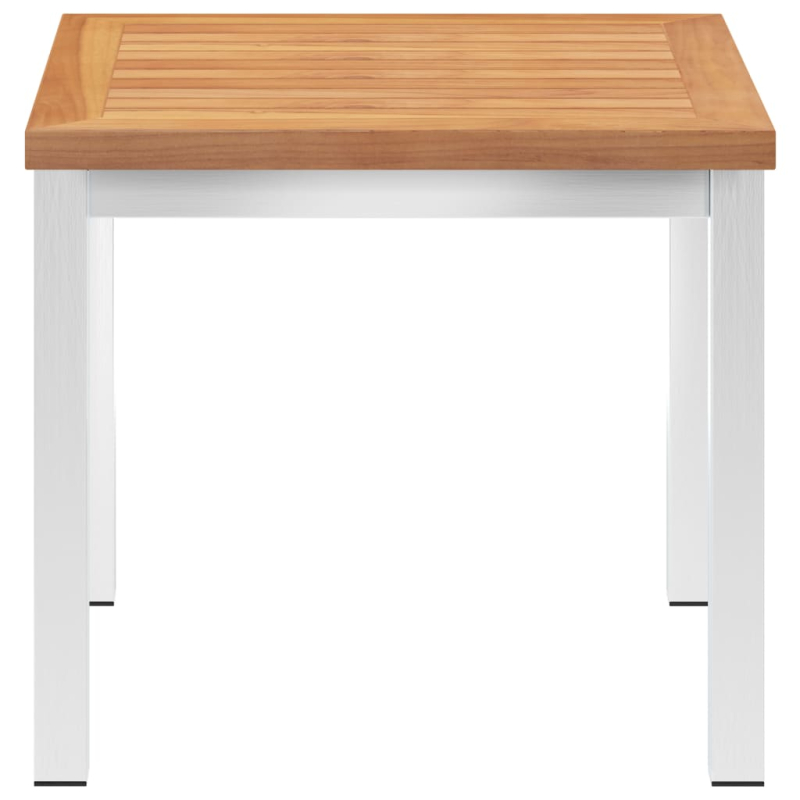 Garten-Beistelltisch 45 x 45 x 38 cm Teak Massivholz Edelstahl
