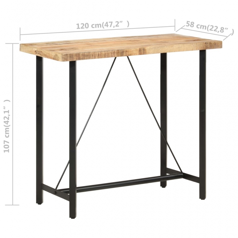 Bartisch 120x58x107 cm Raues Mangoholz