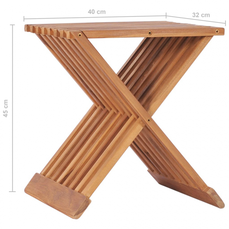 Klappbarer Hocker 40×32×45 cm Massivholz Teak