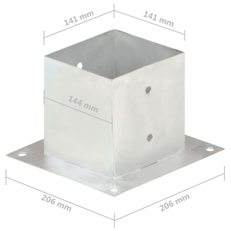 Pfostenanker 4 Stk. Verzinktes Metall 141 mm