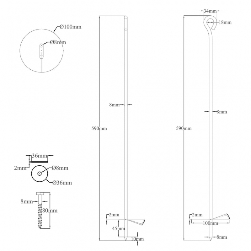 Erdanker 4 Stk. 10×60 cm Verzinktes Metall