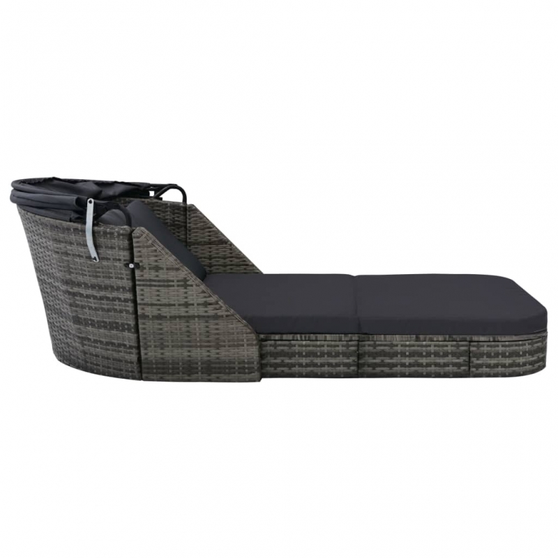 Sonnenliege mit Dach Poly Rattan Anthrazit