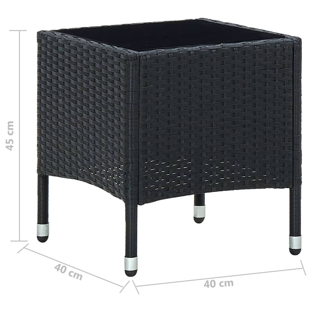 Gartentisch Schwarz 40x40x45 cm Poly Rattan