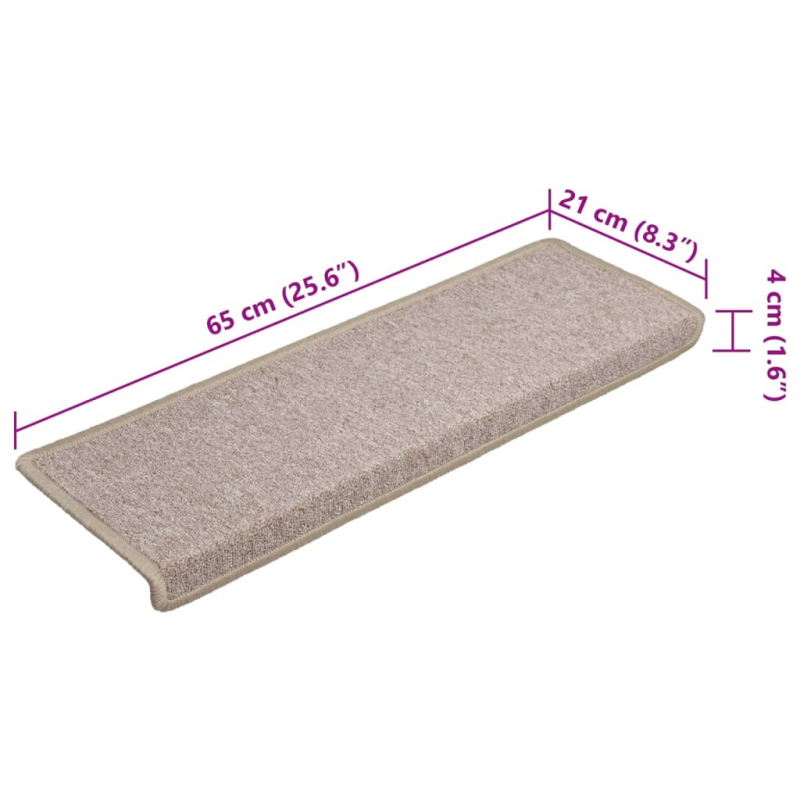 Teppich-Treppenstufen 15 Stk. 65x21x4 cm Taupe