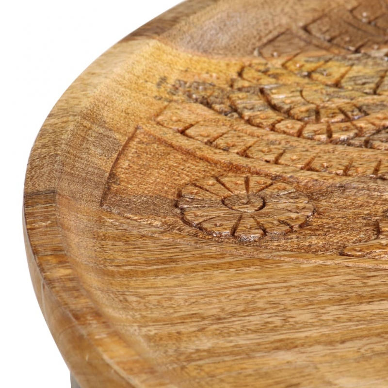 Runde Beistelltische 2 Stk. Mango Massivholz und Stahl