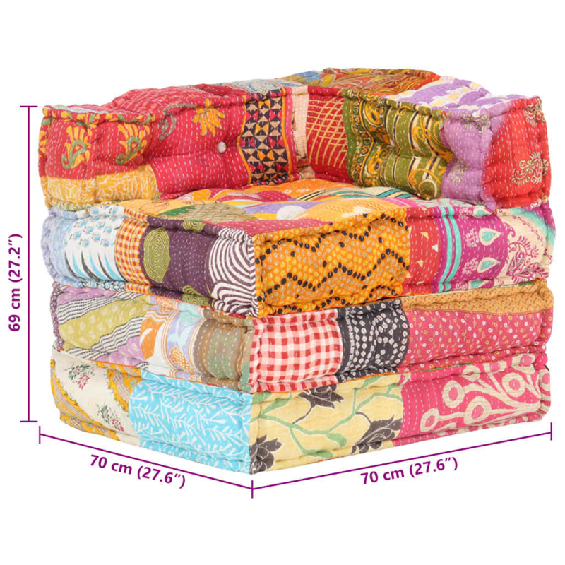 Modularer Pouf Patchwork Stoff