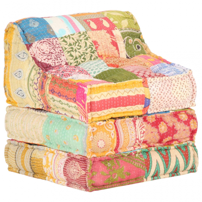 Modularer Pouf Patchwork Stoff