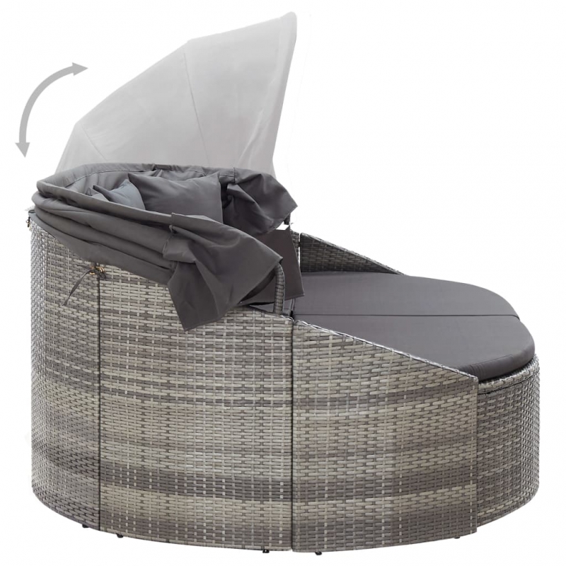 Outdoor-Loungebett mit Dach Grau