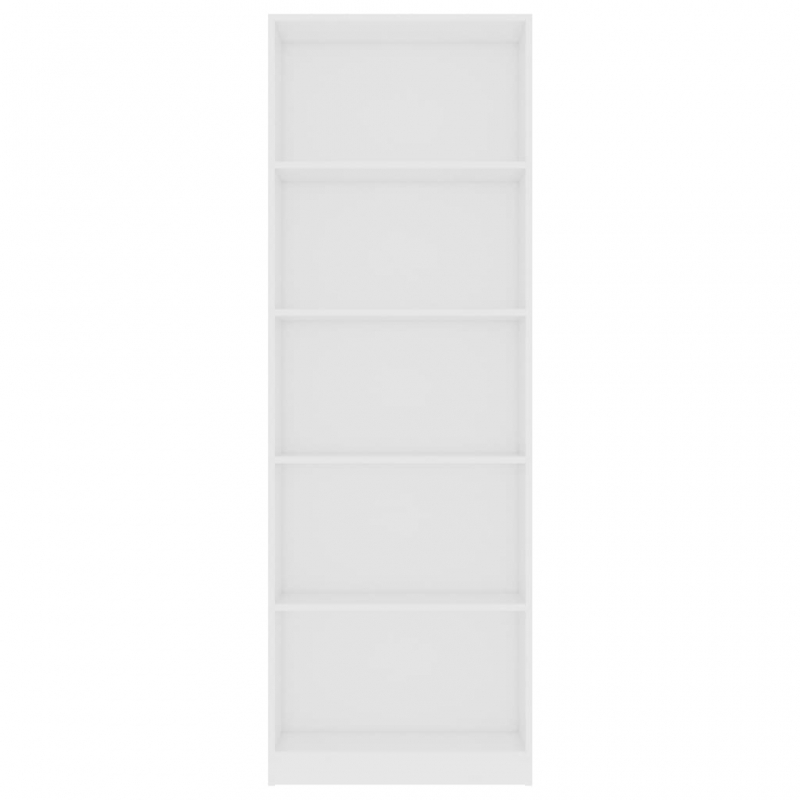 Bücherregal 5 Fächer Weiß 60x24x175 cm Holzwerkstoff