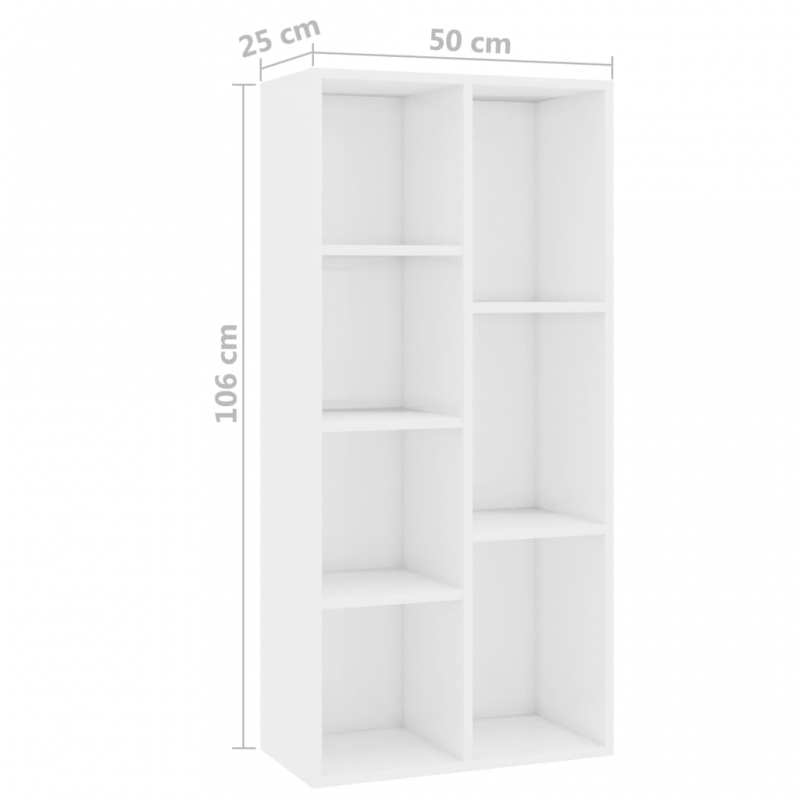 Bücherregal Hochglanz-Weiß 50x25x106 cm Holzwerkstoff