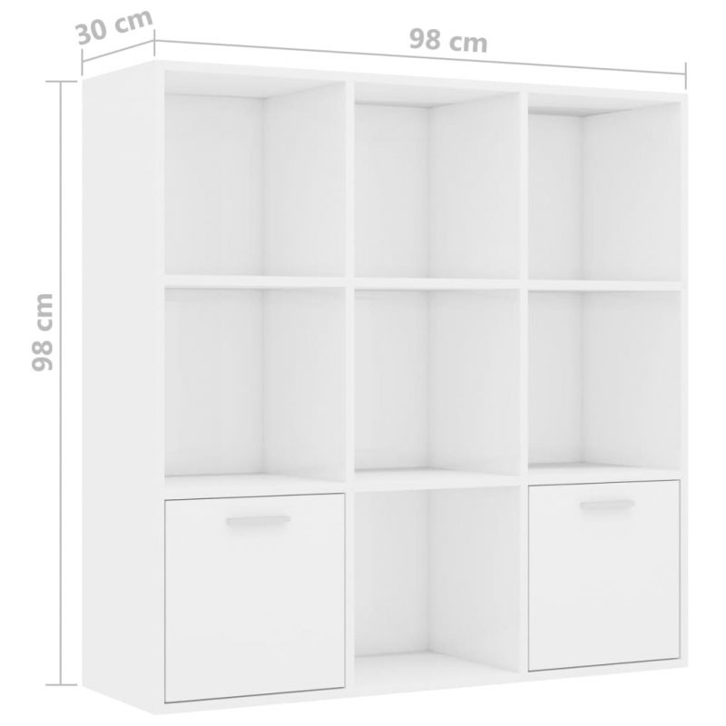 Bücherregal Hochglanz-Weiß 98x30x98 cm Holzwerkstoff