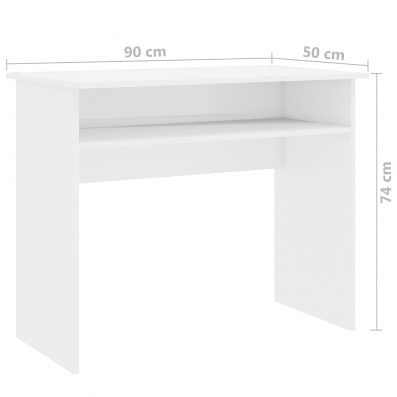 Schreibtisch Hochglanz-Weiß 90x50x74 cm Holzwerkstoff