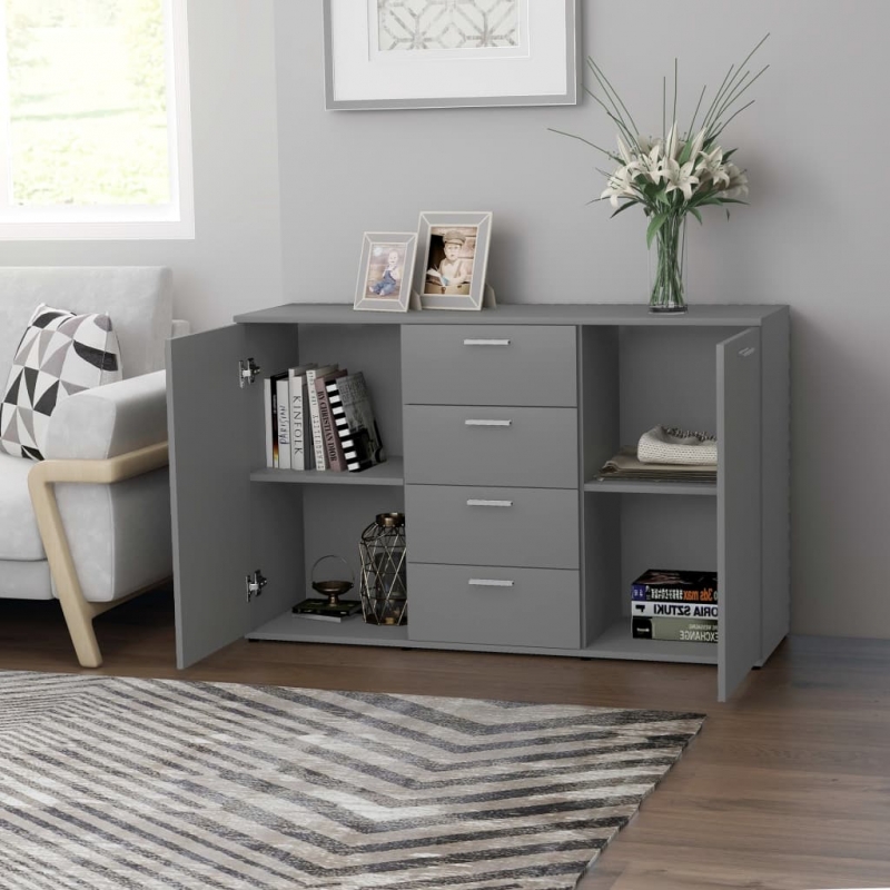 Sideboard Grau 120x35,5x75 cm Holzwerkstoff