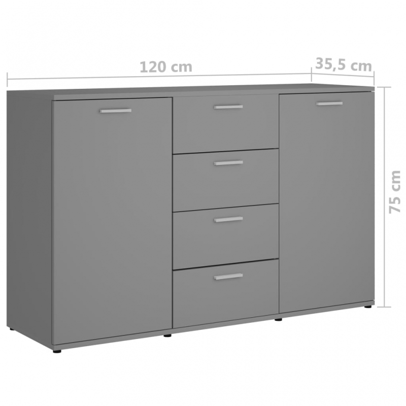 Sideboard Grau 120x35,5x75 cm Holzwerkstoff